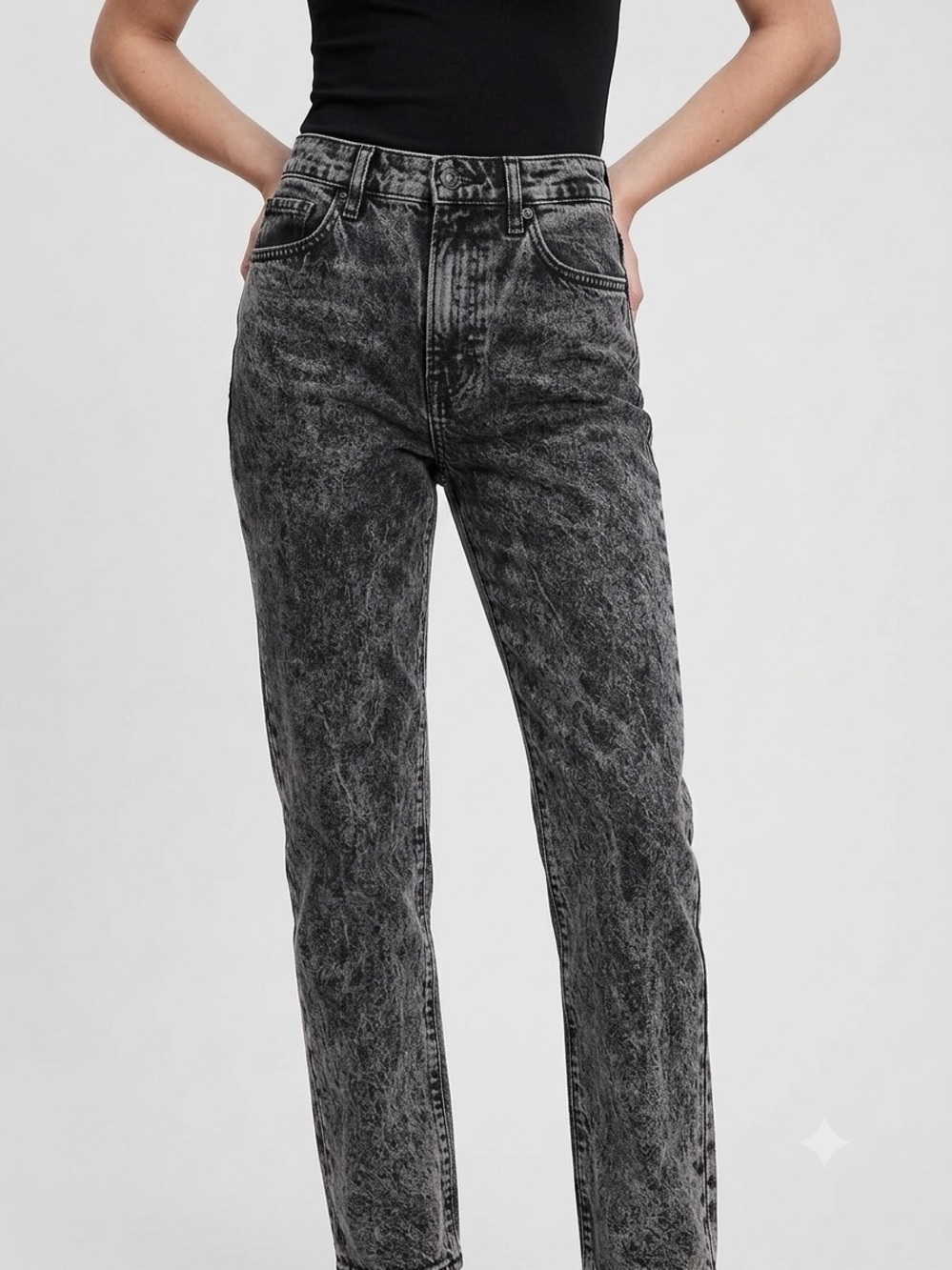 GAP| High-Rise Black Acid Wash Denim Vintage Slim Leg Button Fly Jeans Sz 25